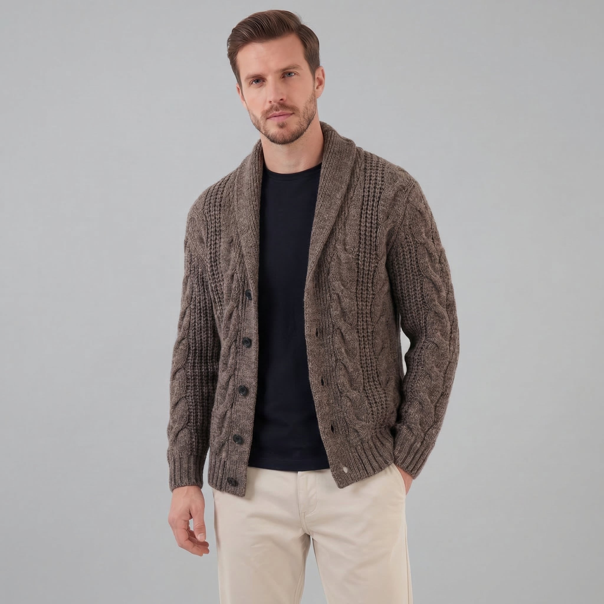 Cárdigan de Punto de Lana para Hombre