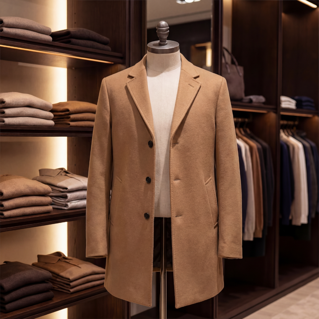 Cappotto classico lungo da uomo in lana