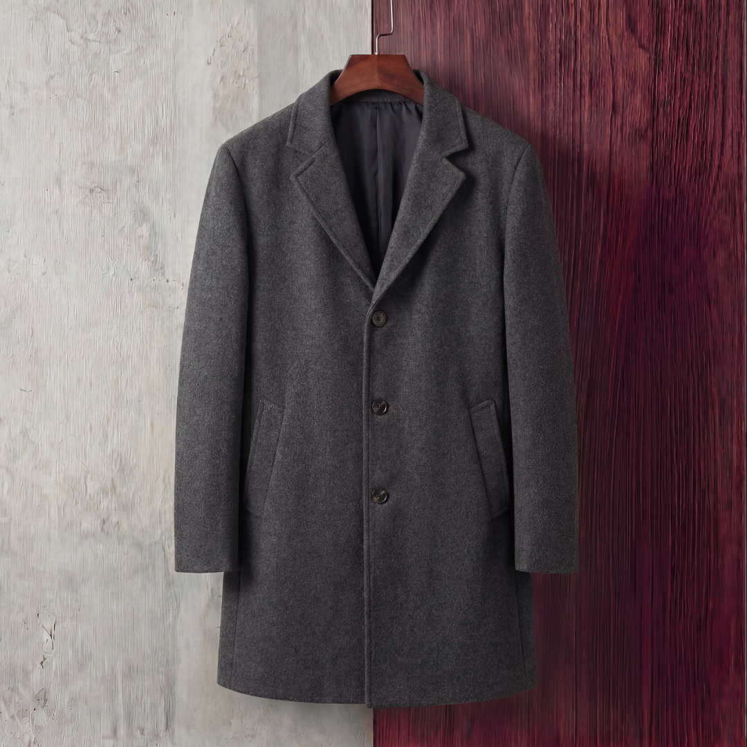 Cappotto classico lungo da uomo in lana