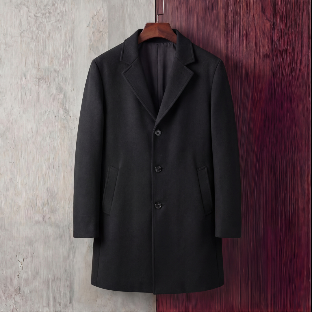 Cappotto classico lungo da uomo in lana