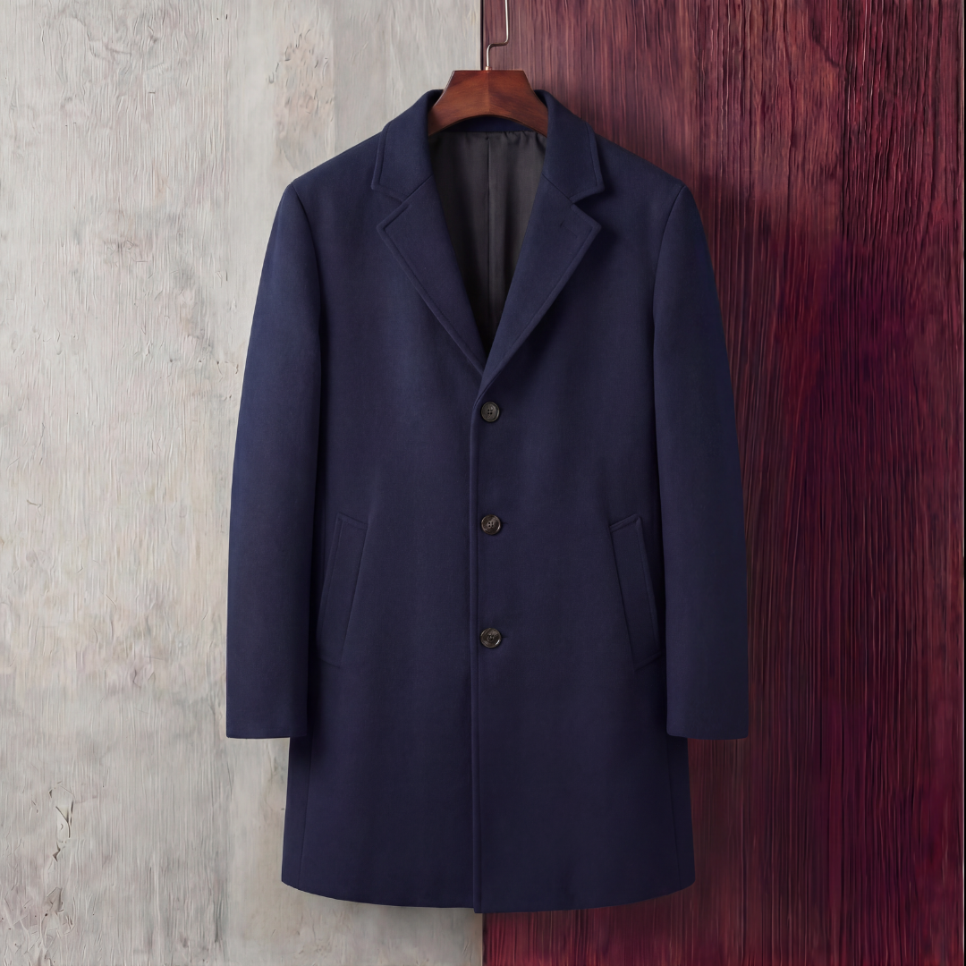 Cappotto classico lungo da uomo in lana