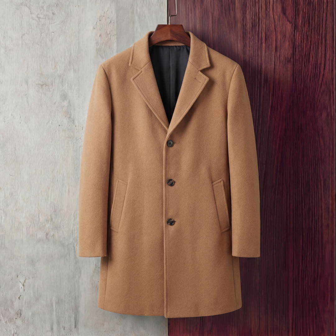 Herren Woll-Übermantel klassischer langer Mantel