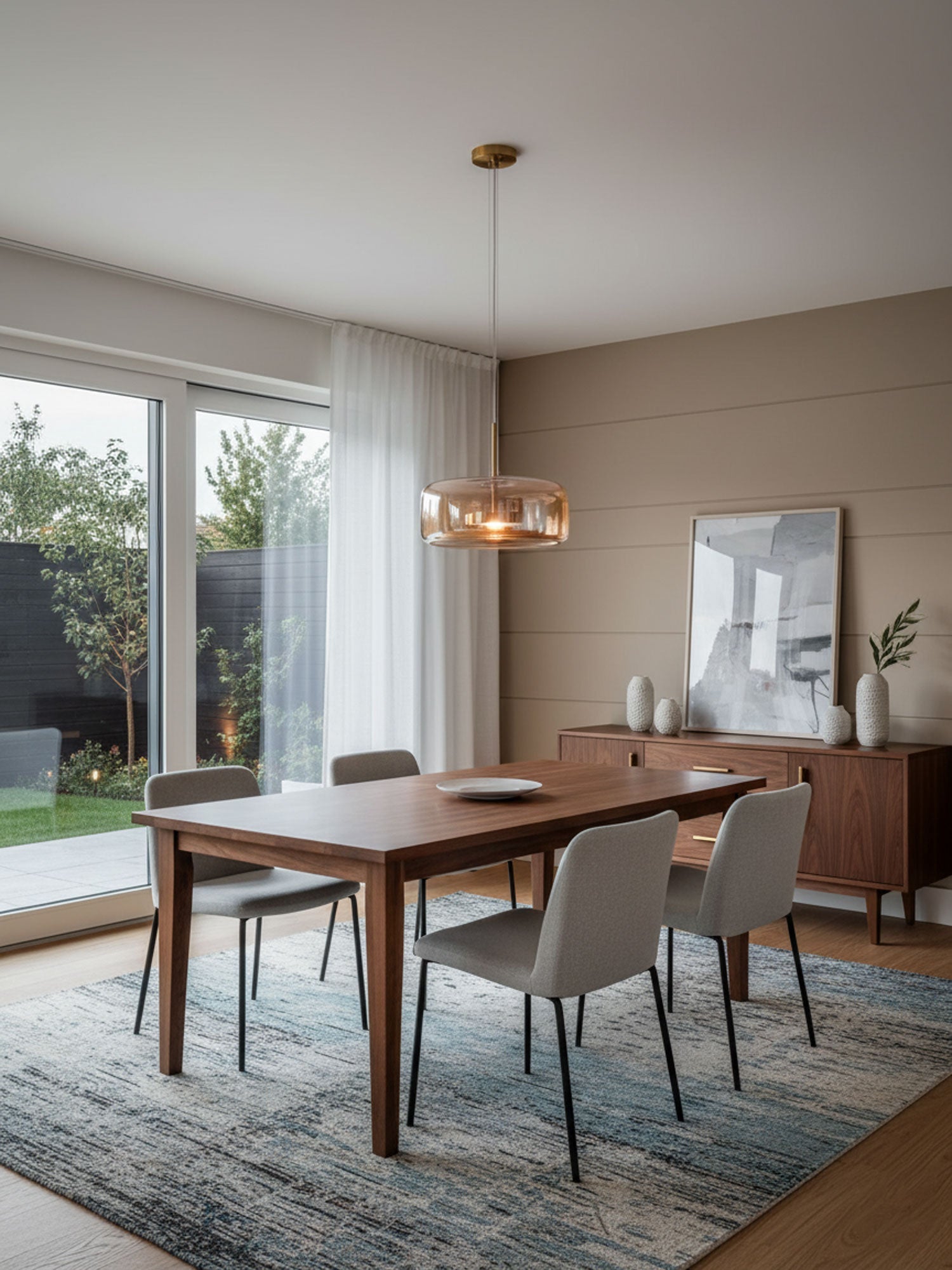 Moderne LED-Hängeleuchte mit Rauchglas-Kuppel, 1-flammig