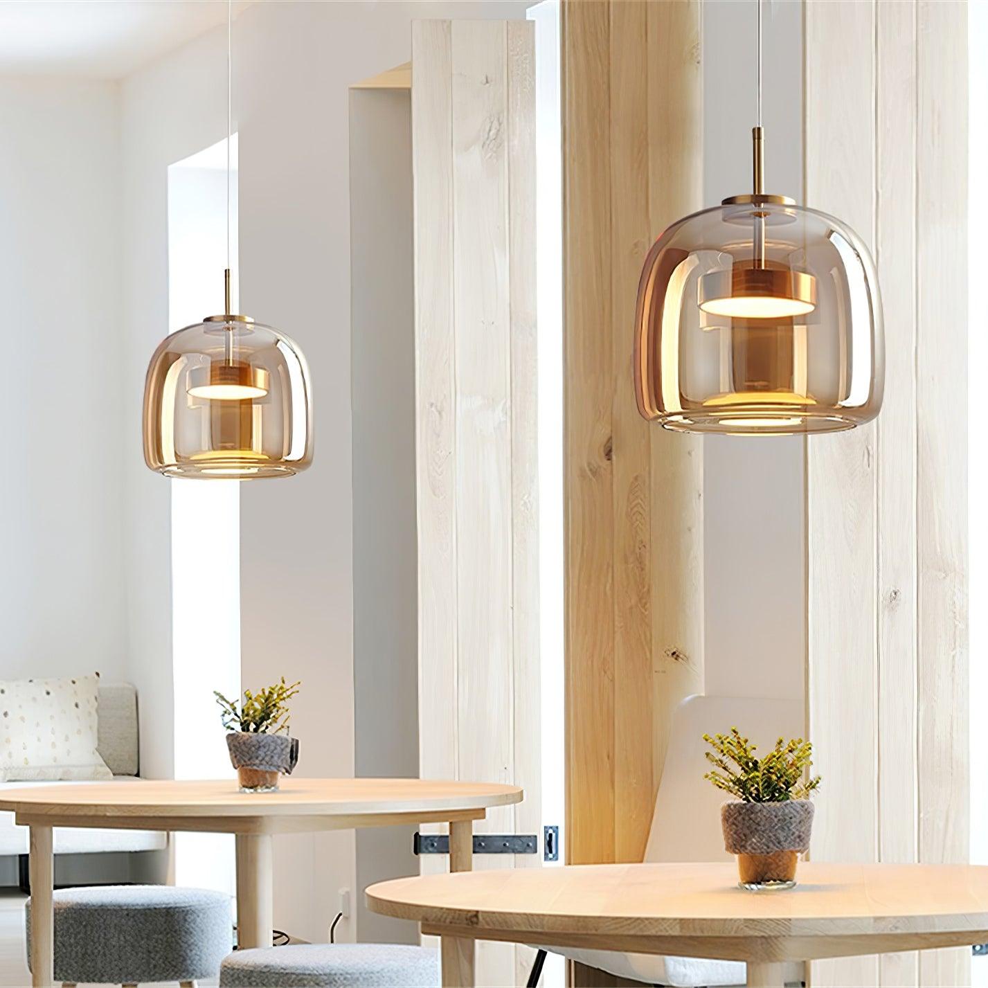 Moderne LED-Hängeleuchte mit Rauchglas-Kuppel, 1-flammig