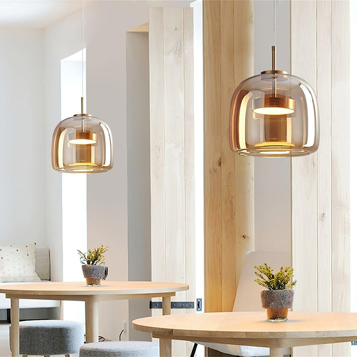 Lámpara colgante LED moderna con cúpula de vidrio ahumado 1 luz