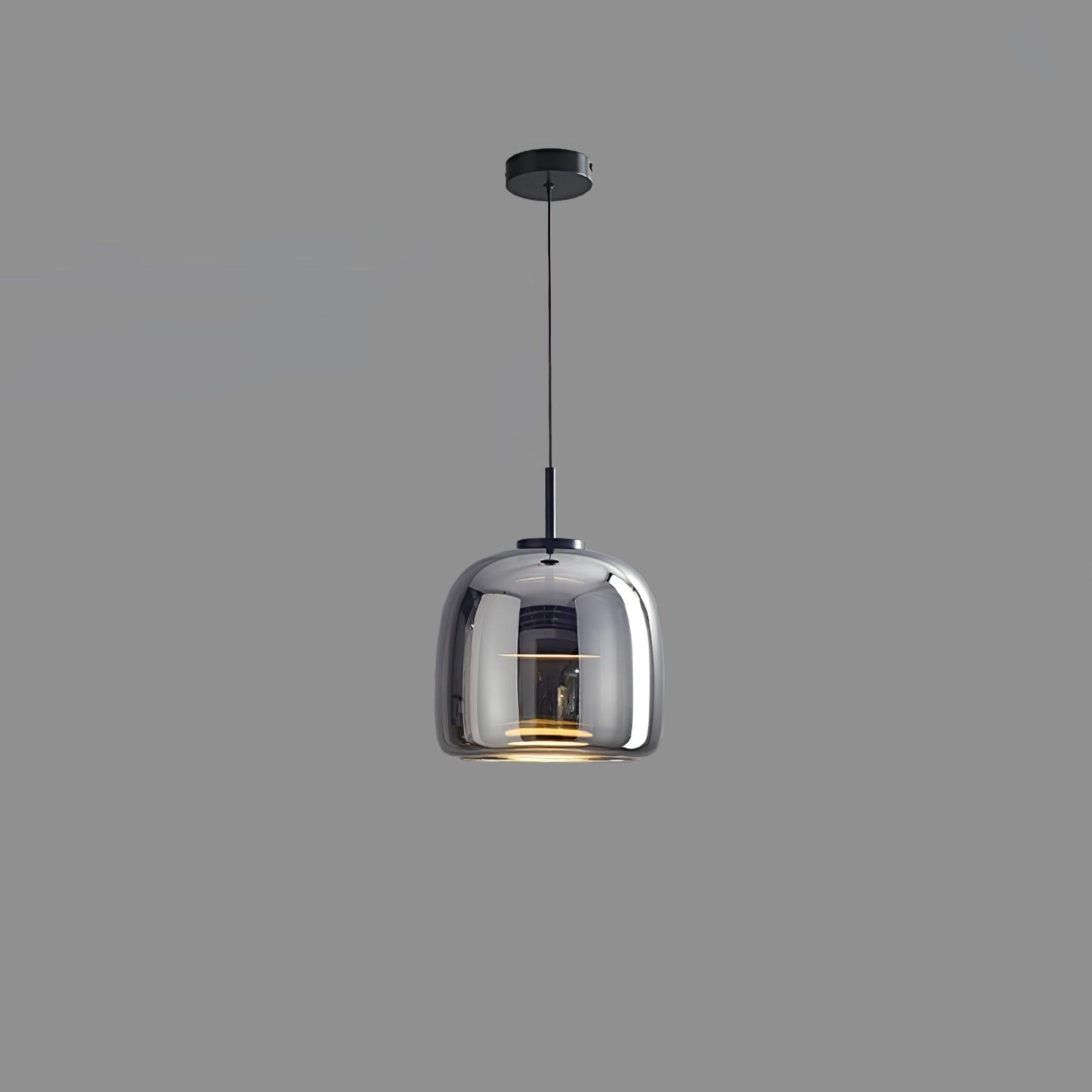 Moderne LED-Hängeleuchte mit Rauchglas-Kuppel, 1-flammig