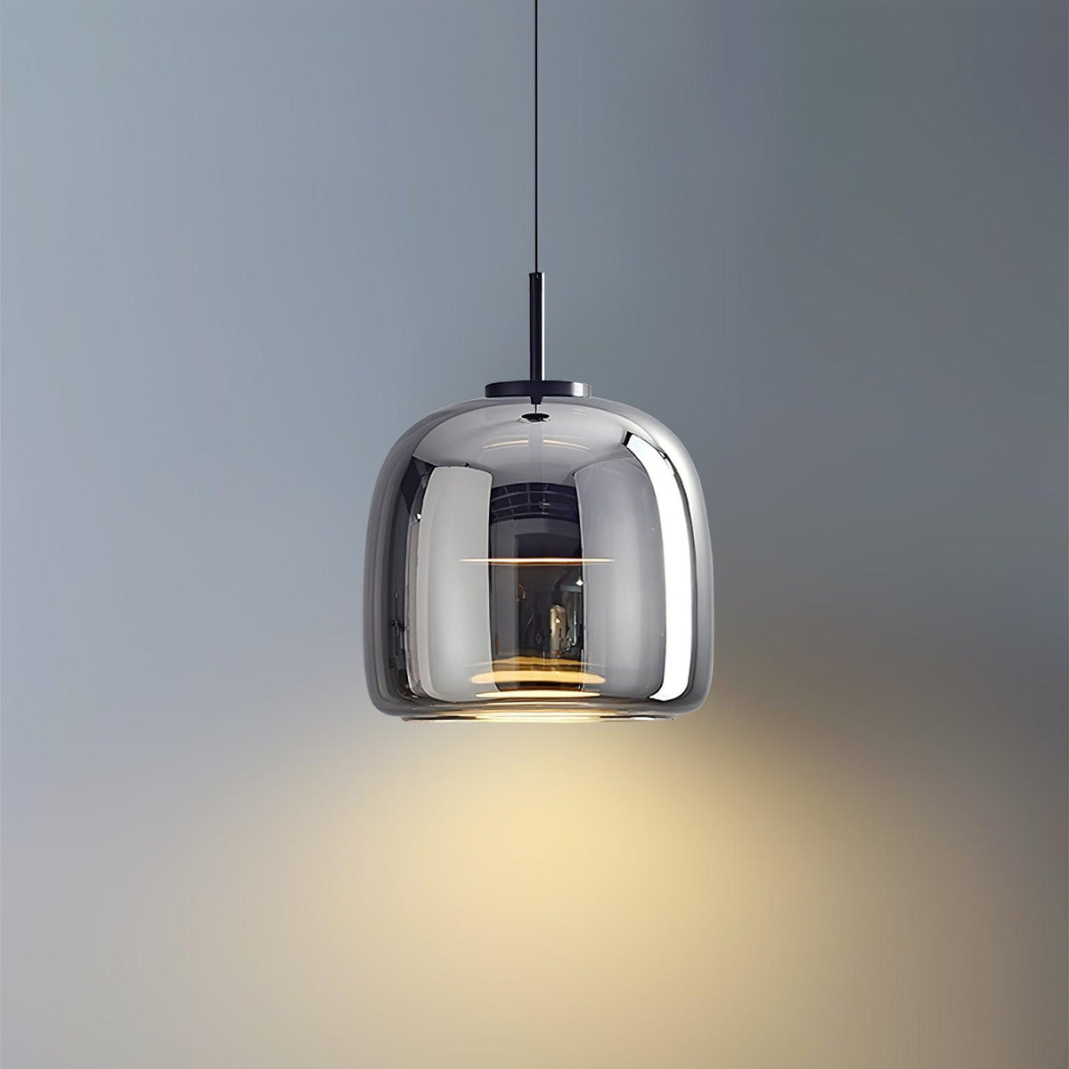 Lámpara colgante LED moderna con cúpula de vidrio ahumado 1 luz