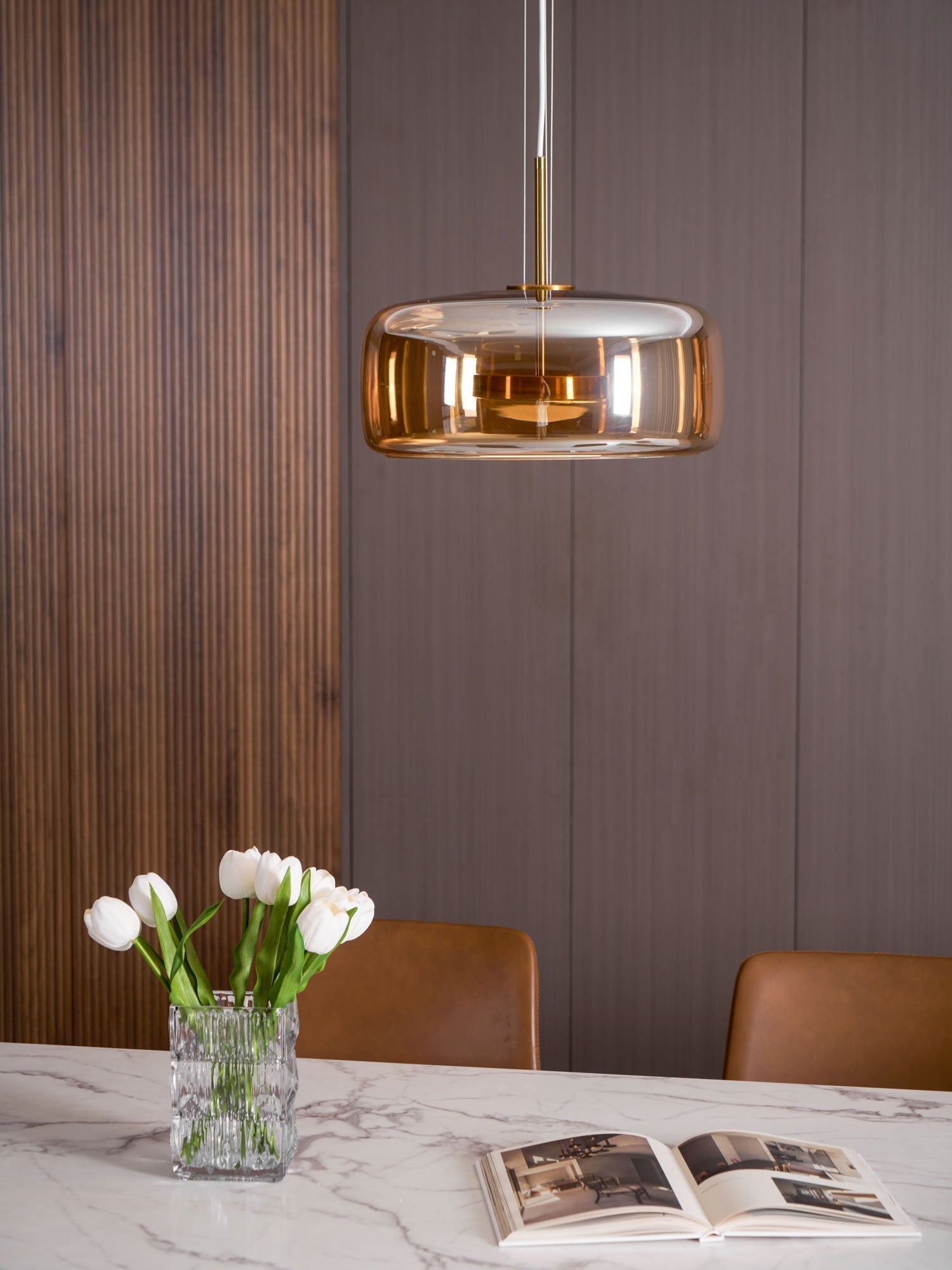 Moderne LED-Hängeleuchte mit Rauchglas-Kuppel, 1-flammig
