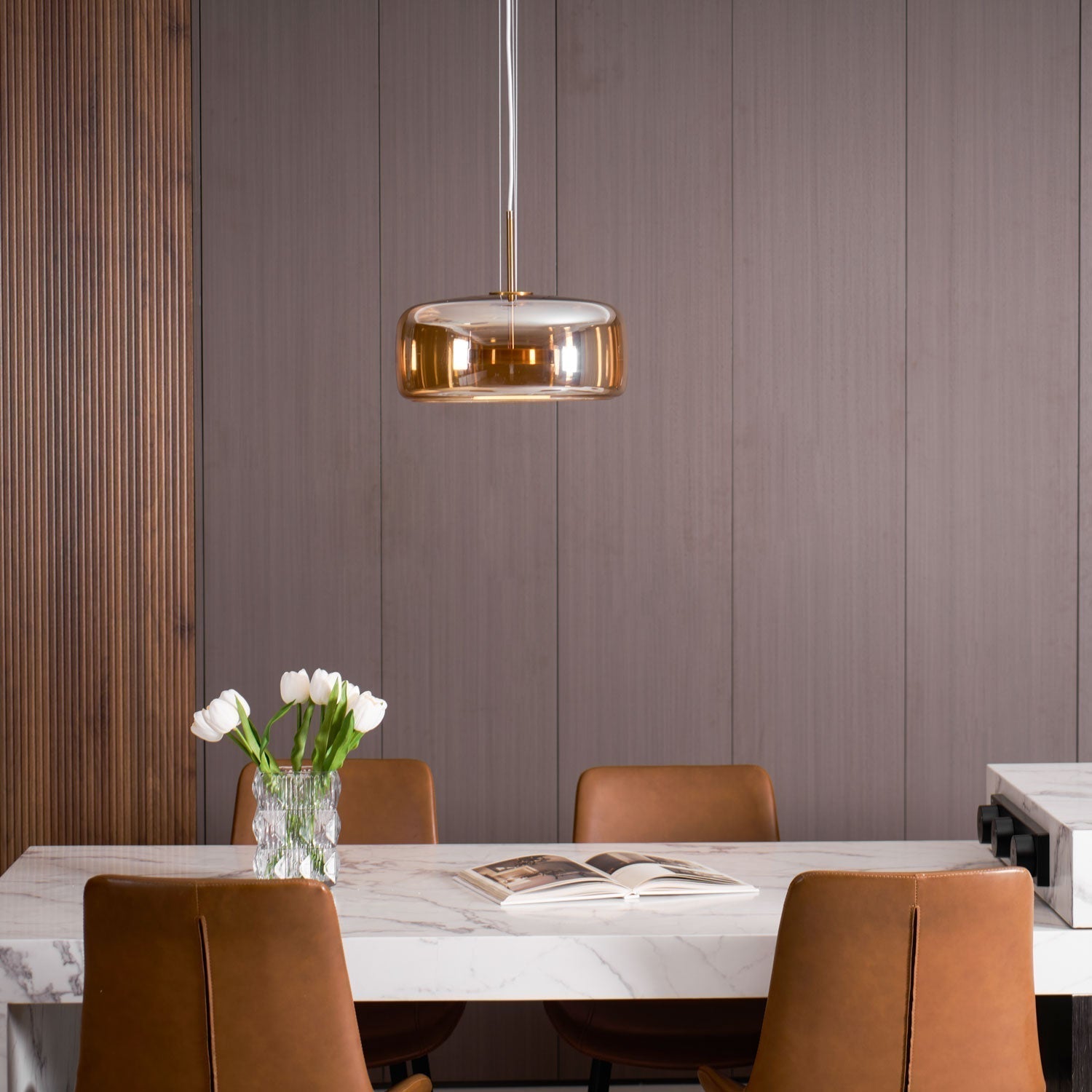 Moderne LED-Hängeleuchte mit Rauchglas-Kuppel, 1-flammig