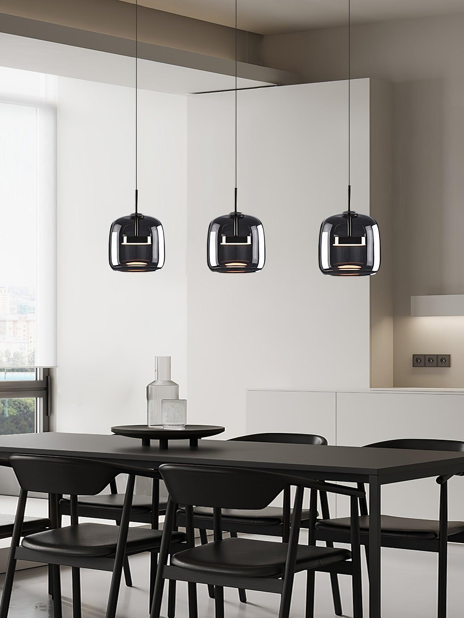 Moderne LED-Hängeleuchte mit Rauchglas-Kuppel, 1-flammig