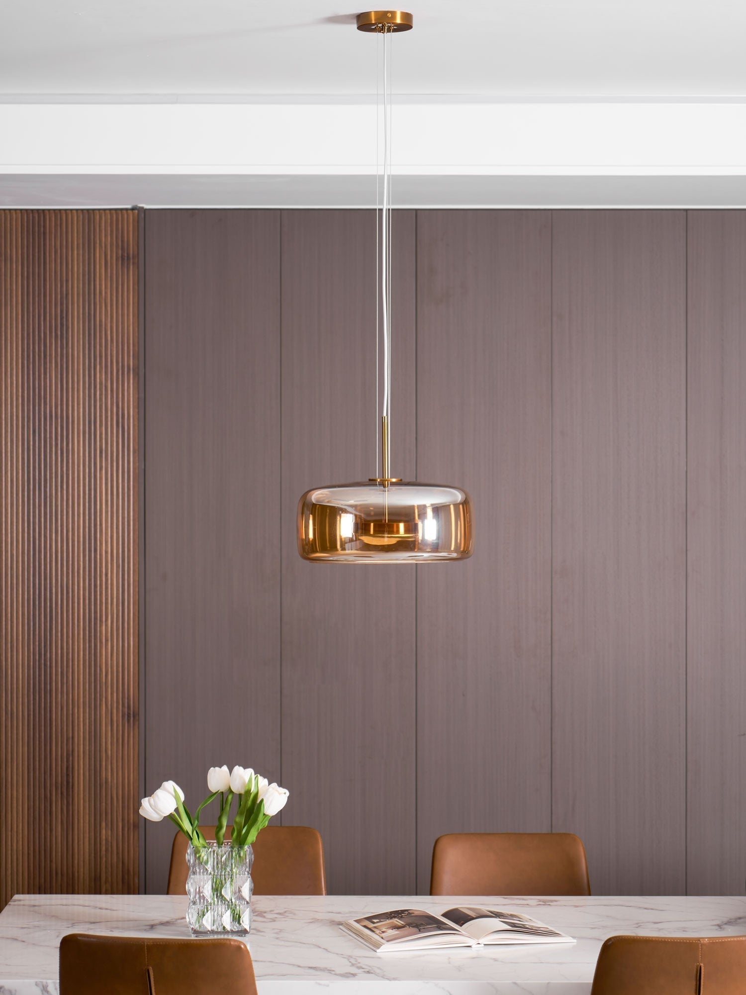 Moderne LED-Hängeleuchte mit Rauchglas-Kuppel, 1-flammig