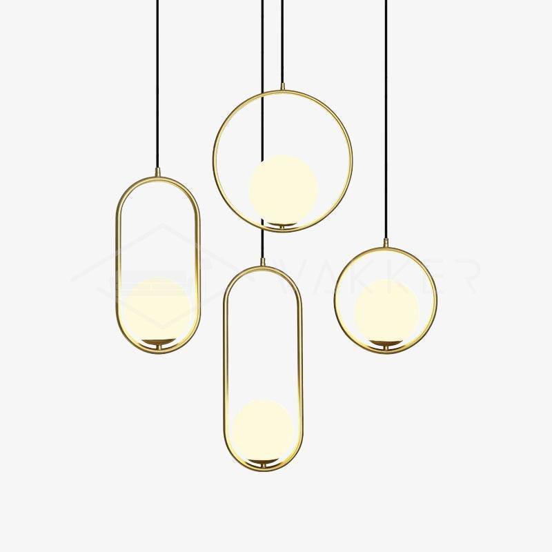 Moderner Messing-Ring-Globus-Glas-Pendelleuchte 1-Flammig