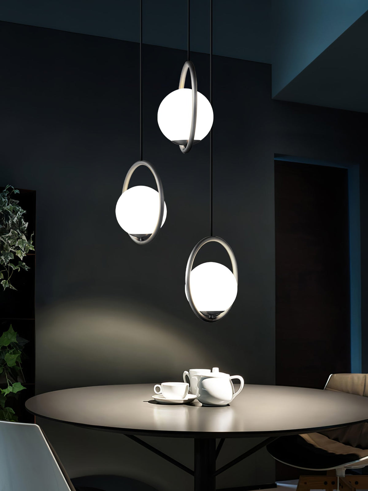 Moderner Messing-Ring-Globus-Glas-Pendelleuchte 1-Flammig