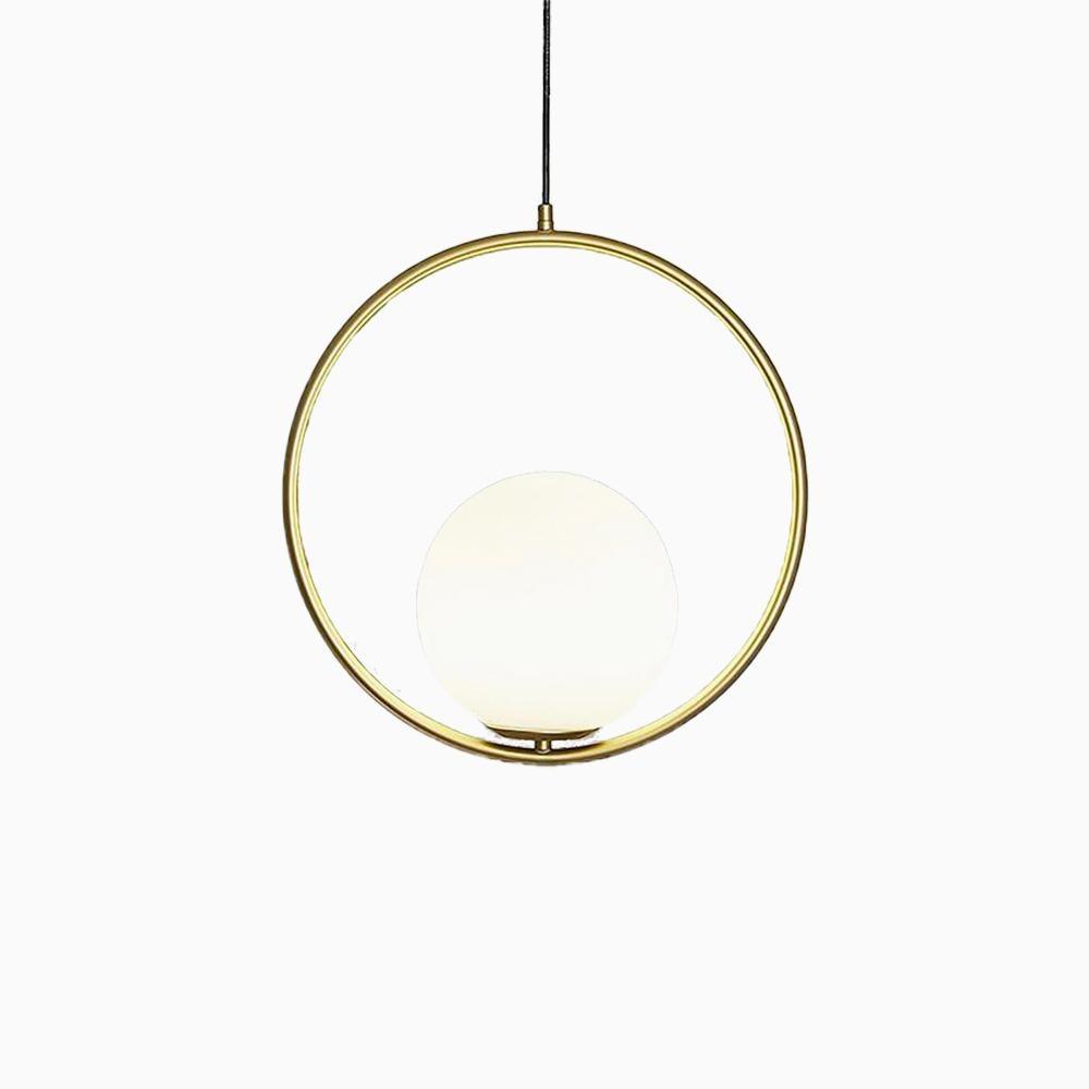 Moderner Messing-Ring-Globus-Glas-Pendelleuchte 1-Flammig