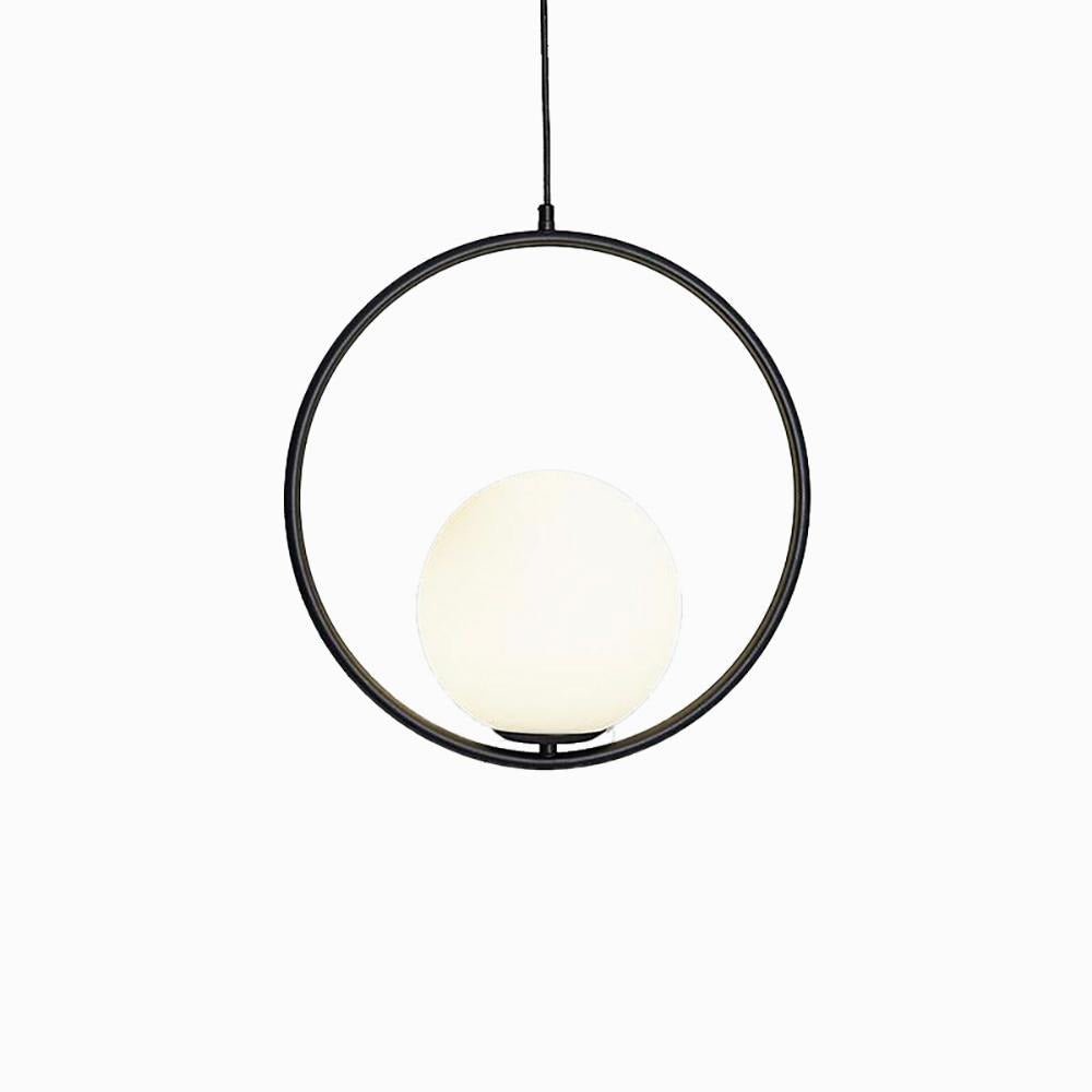 Moderner Messing-Ring-Globus-Glas-Pendelleuchte 1-Flammig