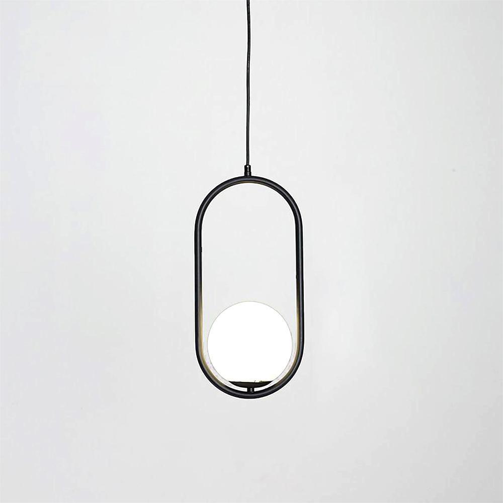Modern Brass Ring Globe Glass Pendant Light 1-Light