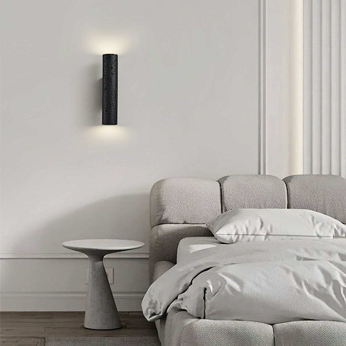 Applique da parete moderno minimalista in tubo di travertino nero LED 1 luce