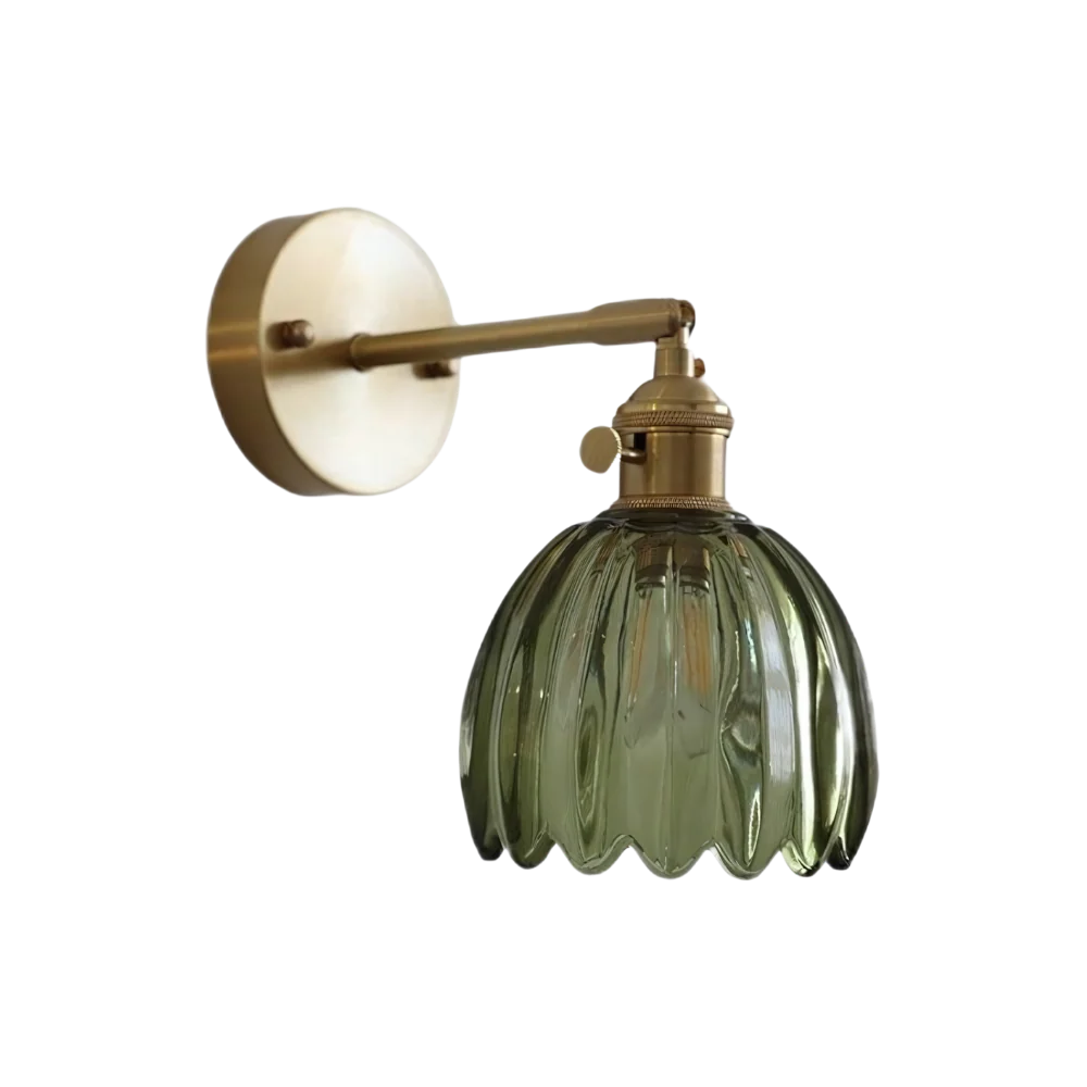Applique da parete vintage in ottone con vetro a tulipano 1 luce