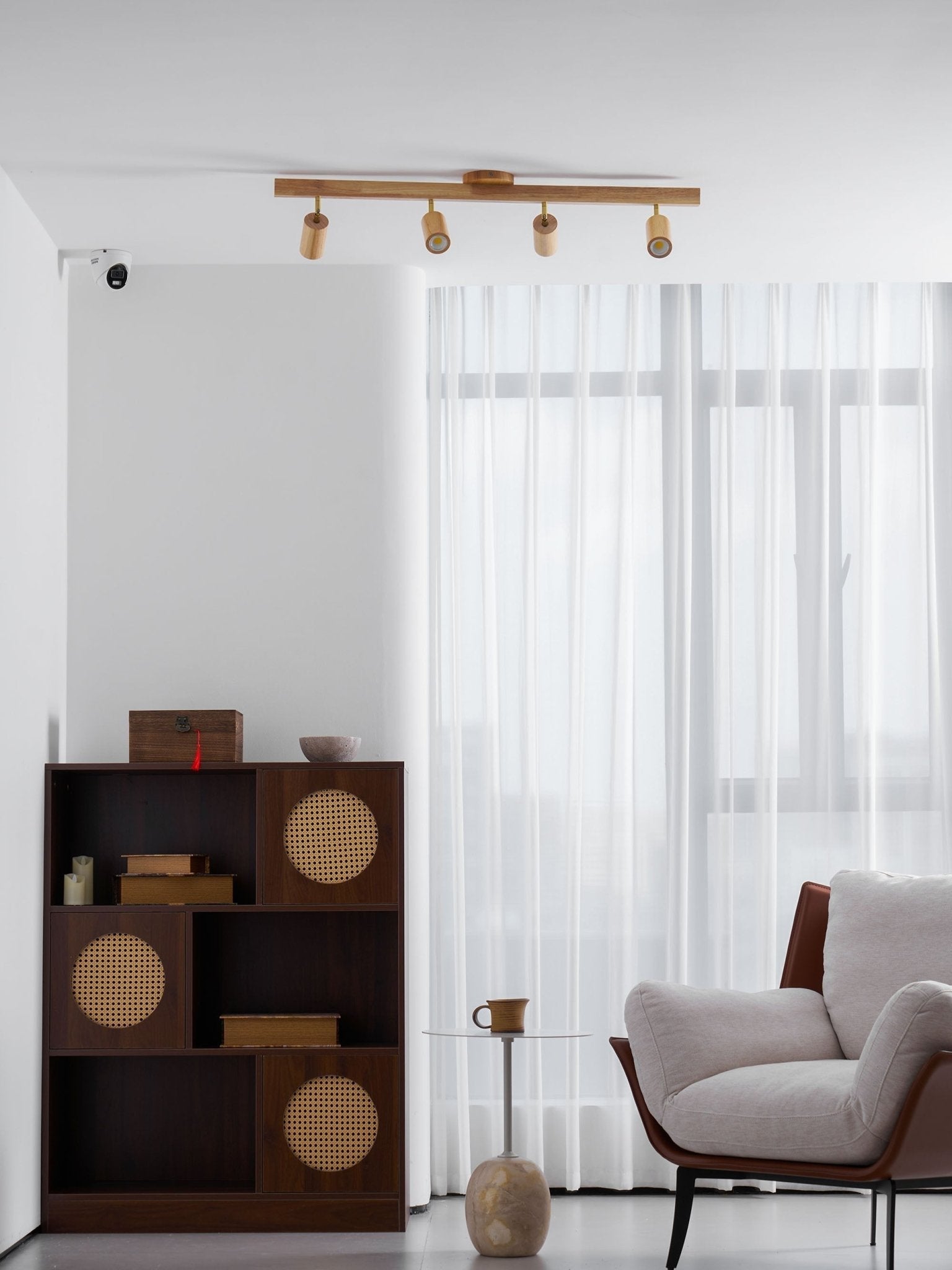 Foco ajustable japonés de madera con LED 1 luz