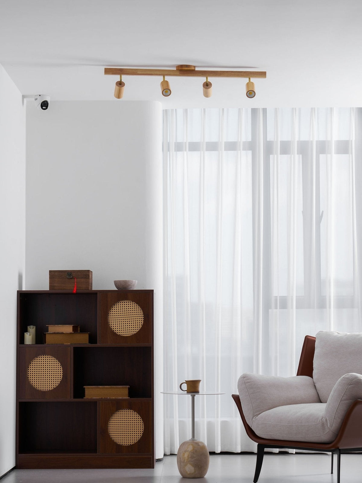 Faretto regolabile giapponese in legno con LED a 1 luce