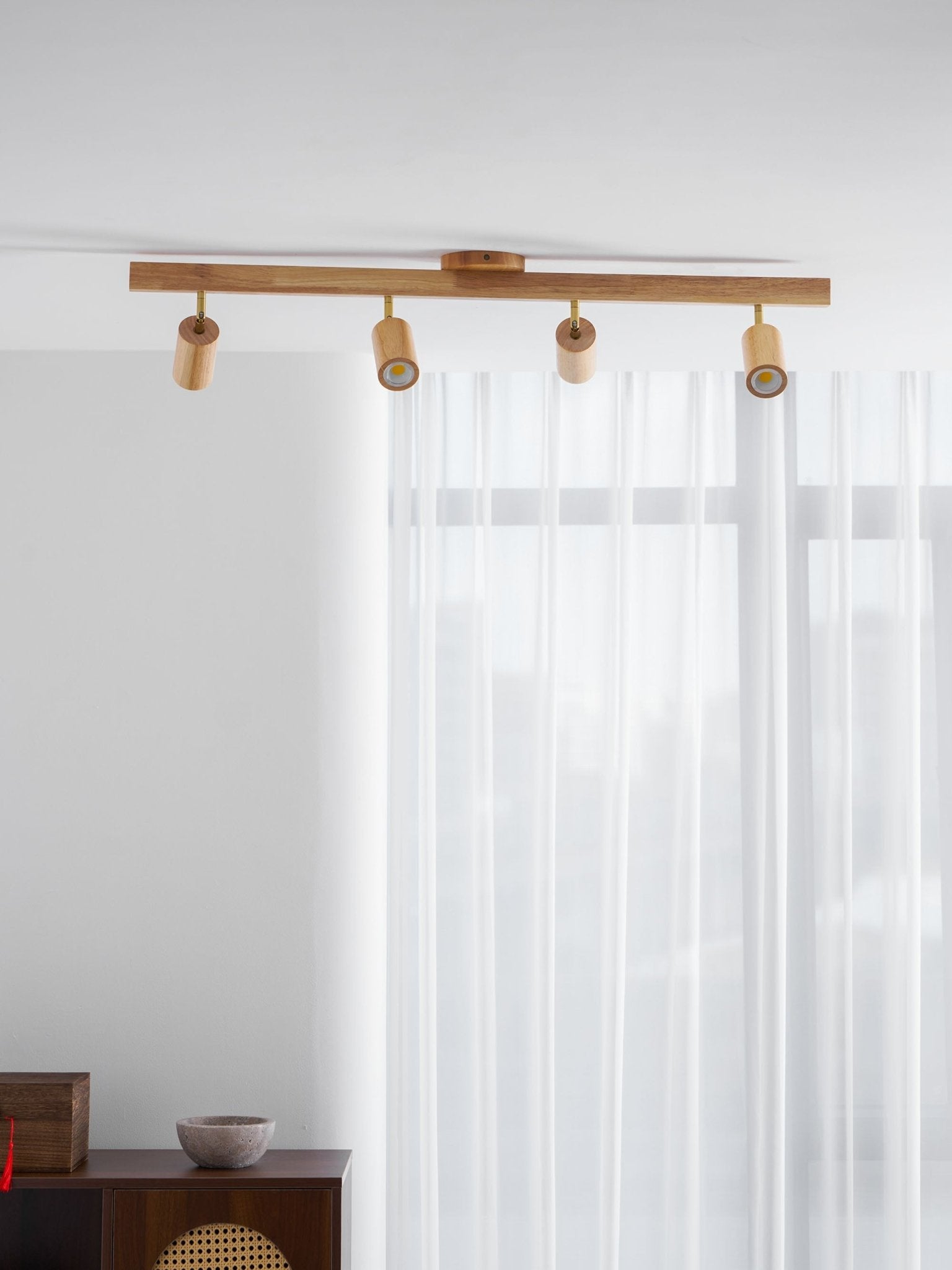 Foco ajustable japonés de madera con LED 1 luz