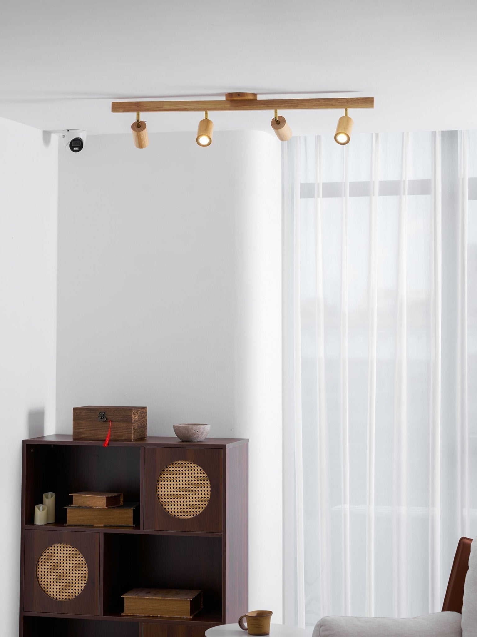 Foco ajustable japonés de madera con LED 1 luz