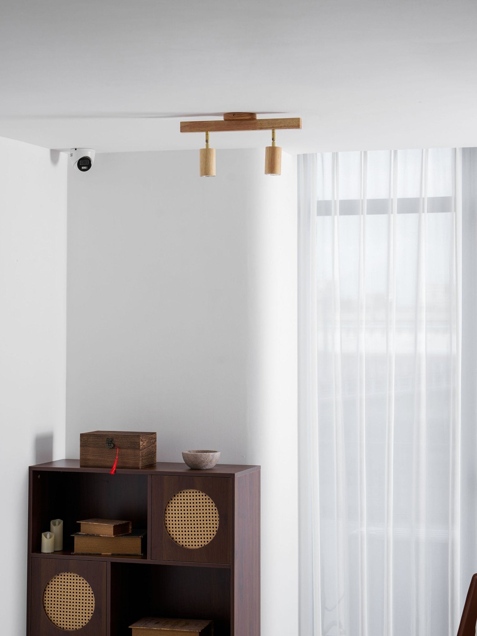 Foco ajustable japonés de madera con LED 1 luz