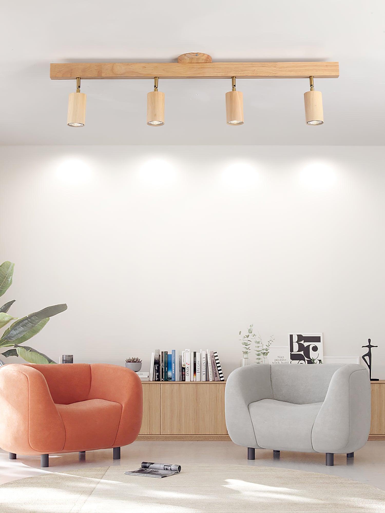 Foco ajustable japonés de madera con LED 1 luz
