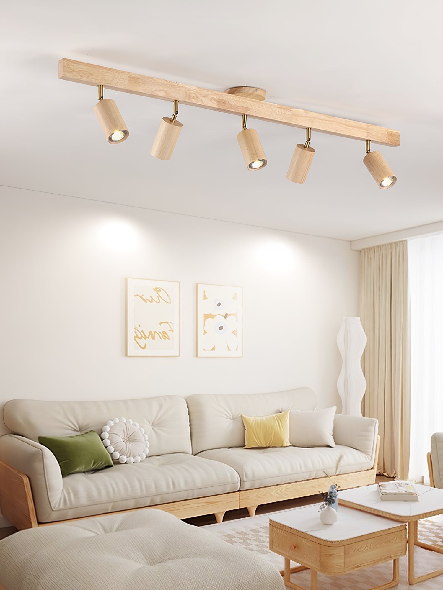 Foco ajustable japonés de madera con LED 1 luz