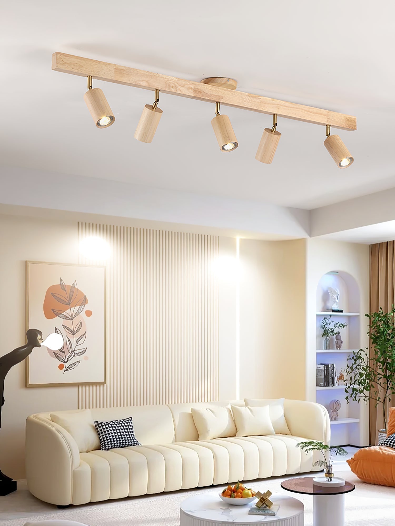 Foco ajustable japonés de madera con LED 1 luz