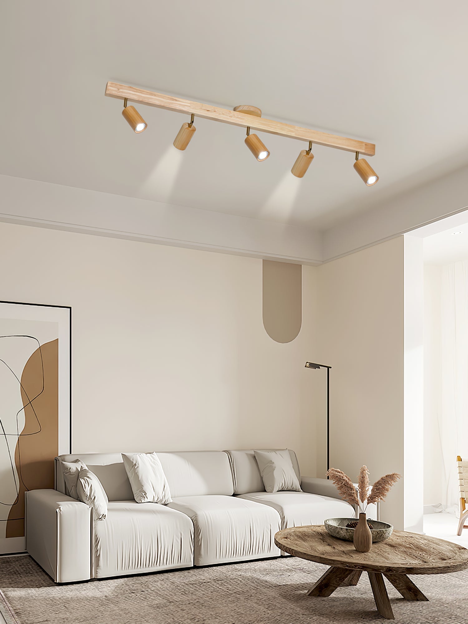 Foco ajustable japonés de madera con LED 1 luz