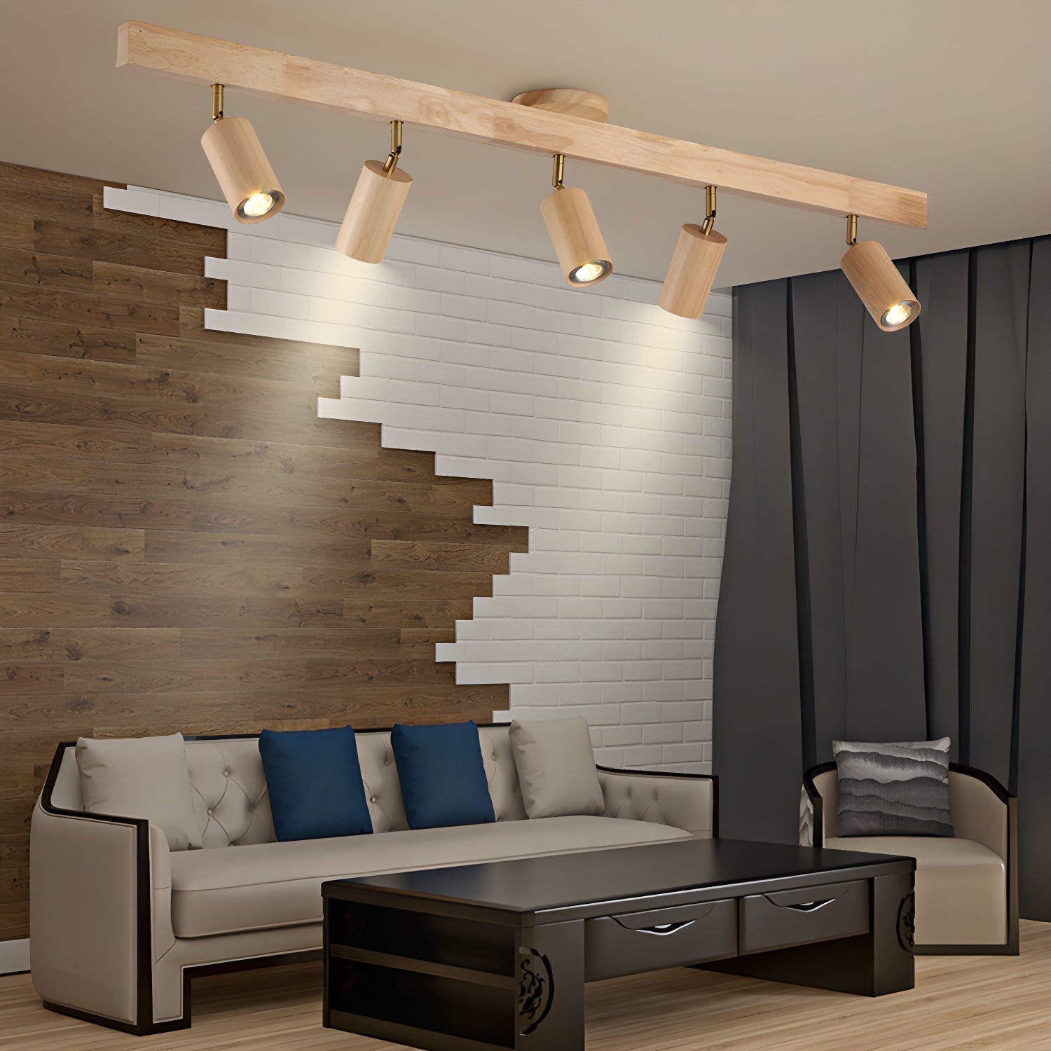 Foco ajustable japonés de madera con LED 1 luz