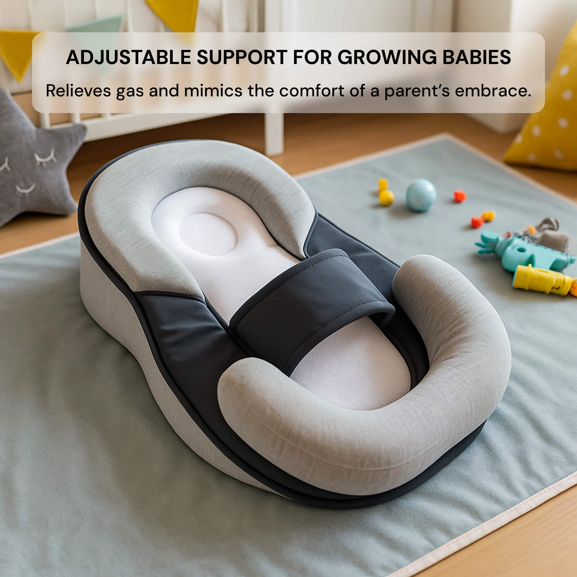 Neugeborenen-Refluxkissenbett – Schlafnest mit 15° Keil | Tragbares Anti-Reflux-Kissen & Baby-Schlafnest zur Kolik-Linderung