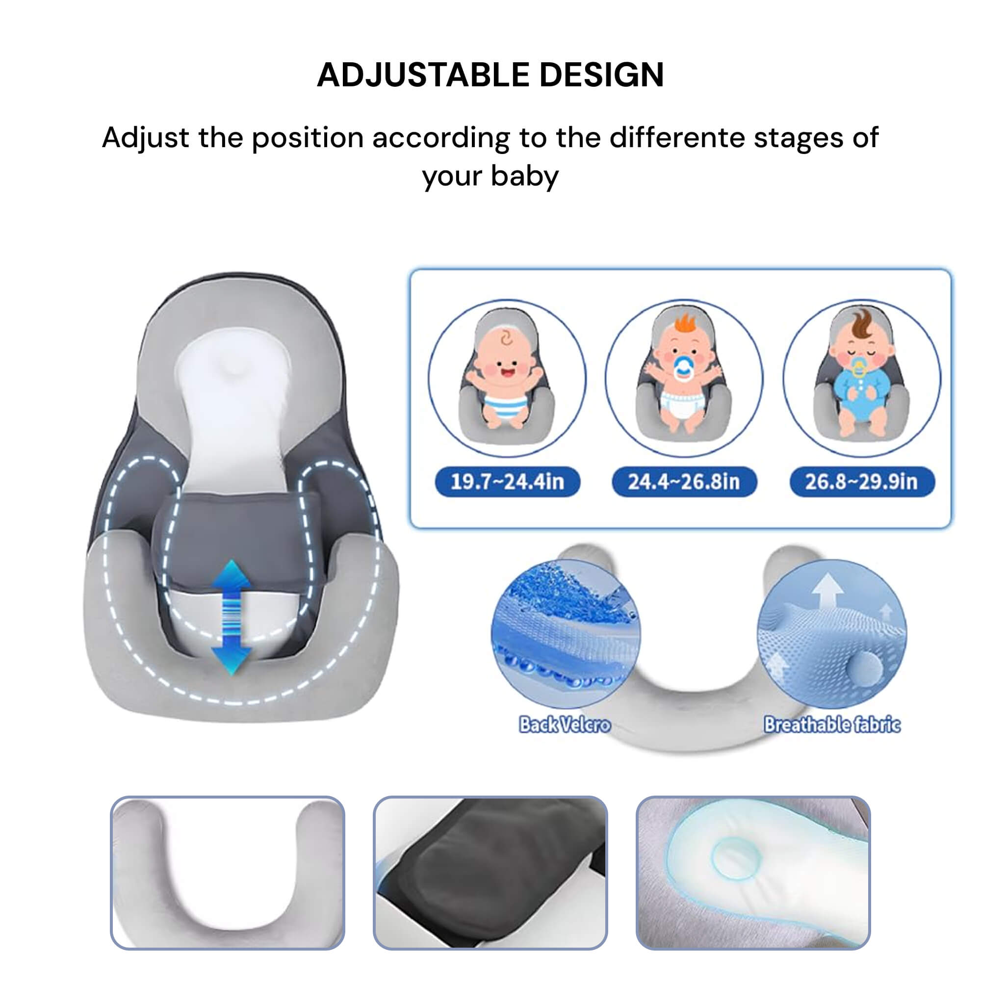 Neugeborenen-Refluxkissenbett – Schlafnest mit 15° Keil | Tragbares Anti-Reflux-Kissen & Baby-Schlafnest zur Kolik-Linderung
