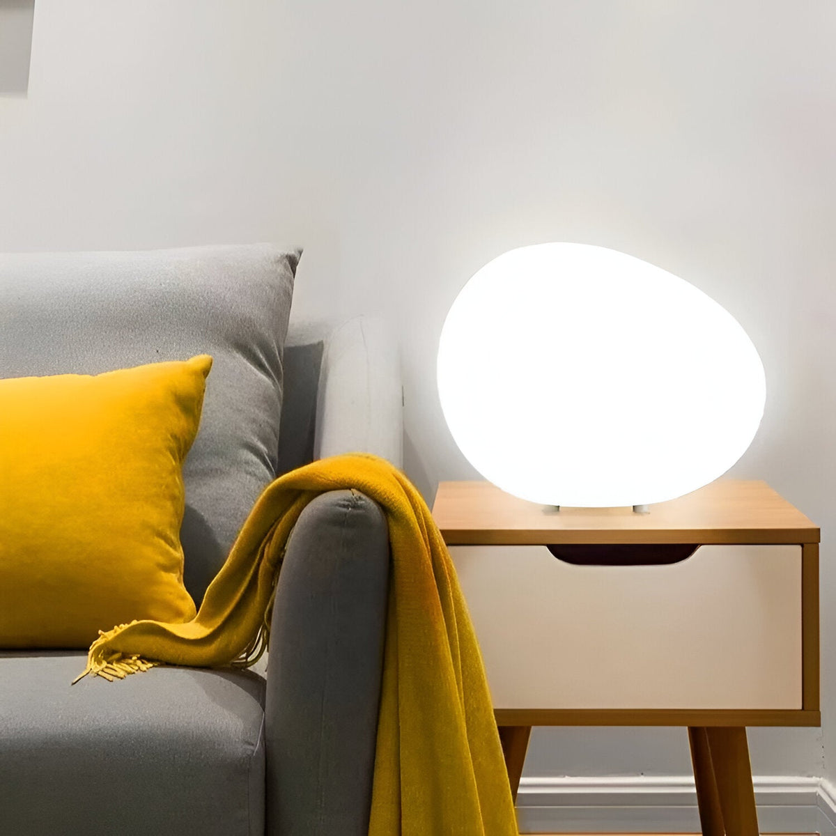 Lámpara de mesa nórdica LED con forma de piedra de 1 luz