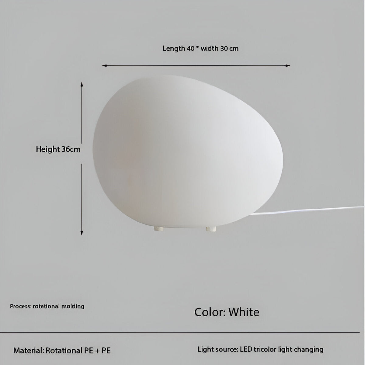 Lámpara de mesa nórdica LED con forma de piedra de 1 luz