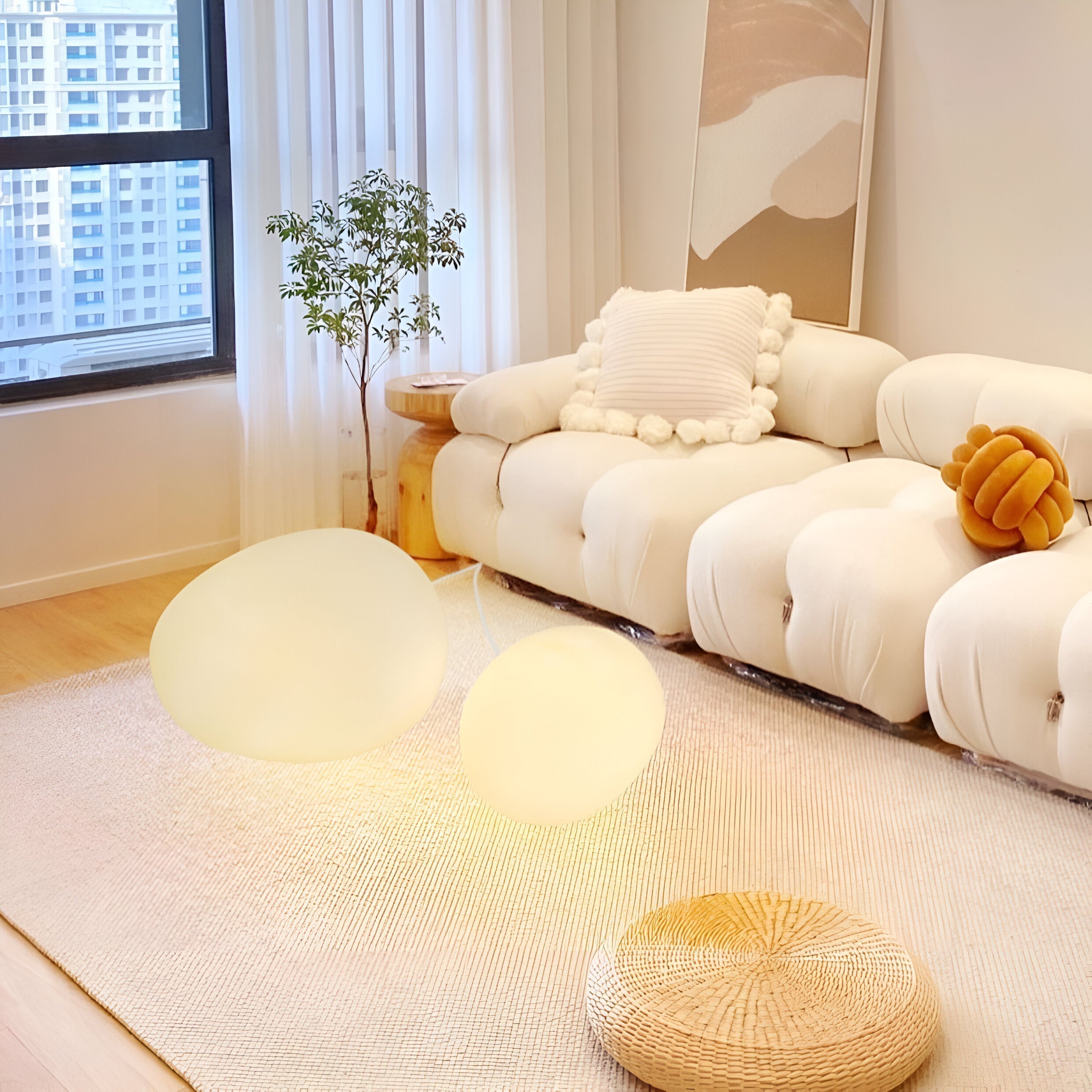 Lámpara de mesa nórdica LED con forma de piedra de 1 luz