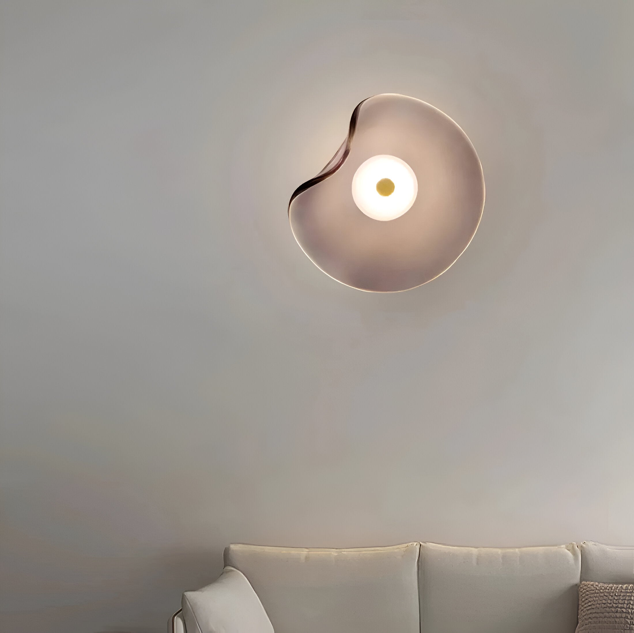 Nordic Curved Glass Japandi LED Wall Sconce 1-Light