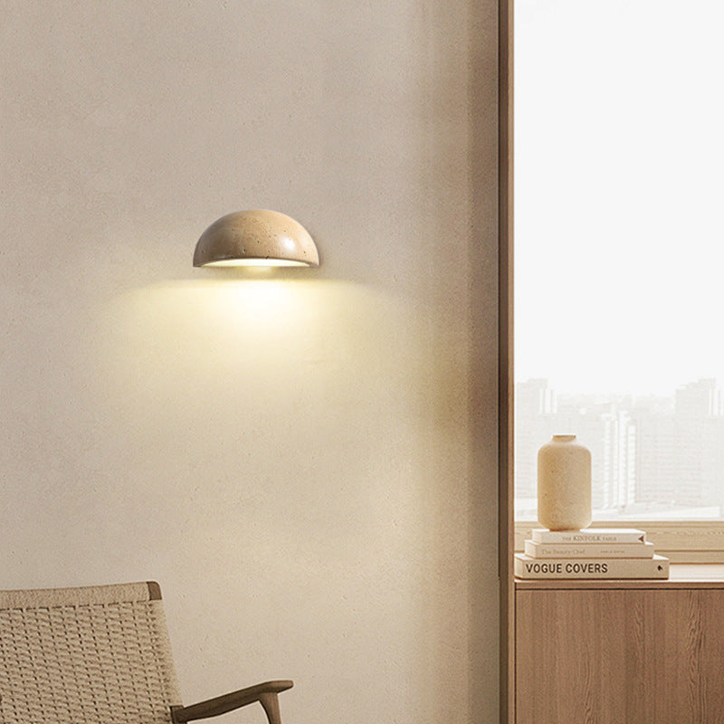 Wabi-Sabi Travertin halbkreisförmiger Wandleuchter LED 1-Flammig