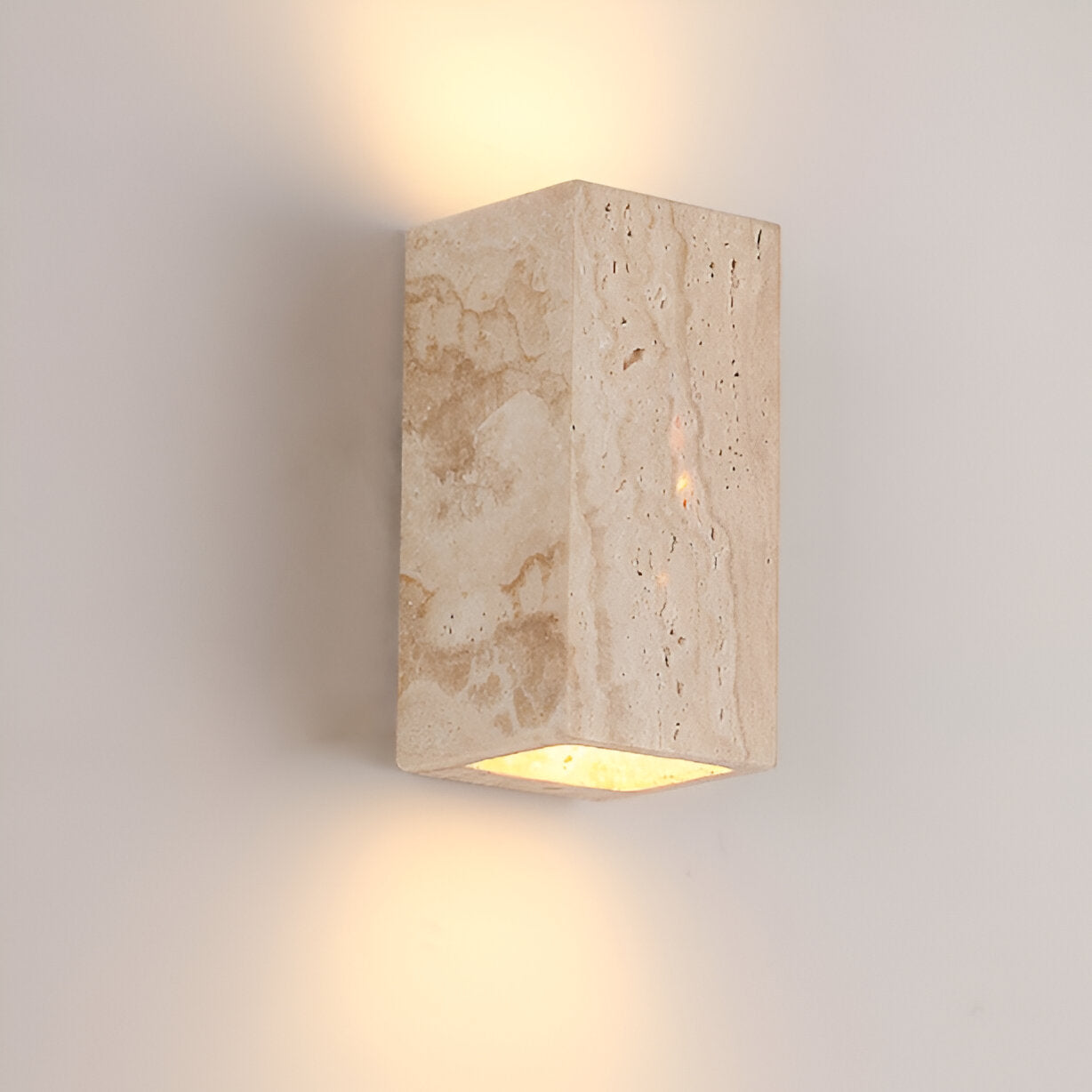 Minimalistischer Travertin Stein quadratische Außenwandleuchte LED 1-Flammig
