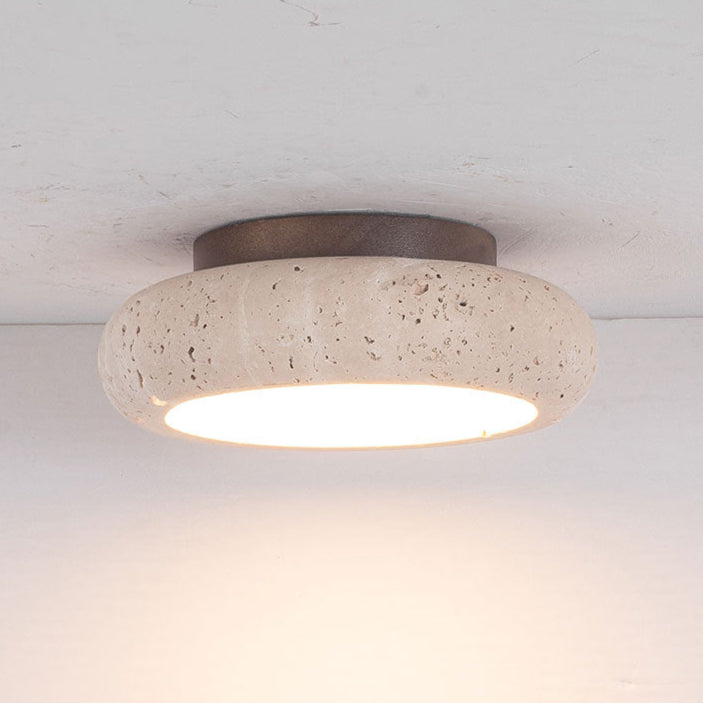 Retro Travertin runde LED-Deckenleuchte 1-flammig