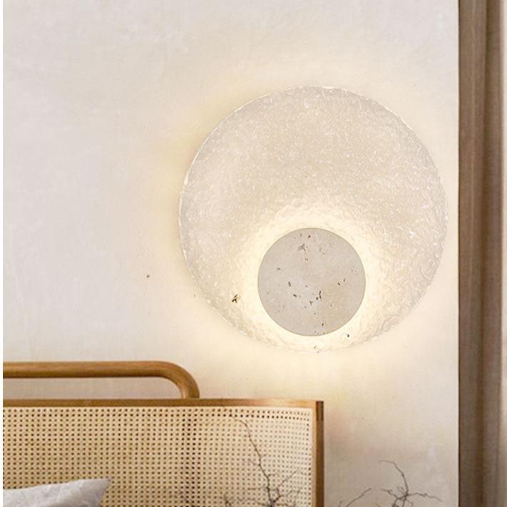 Moderne Travertin Acryl runde LED-Wandleuchte 1-flammig