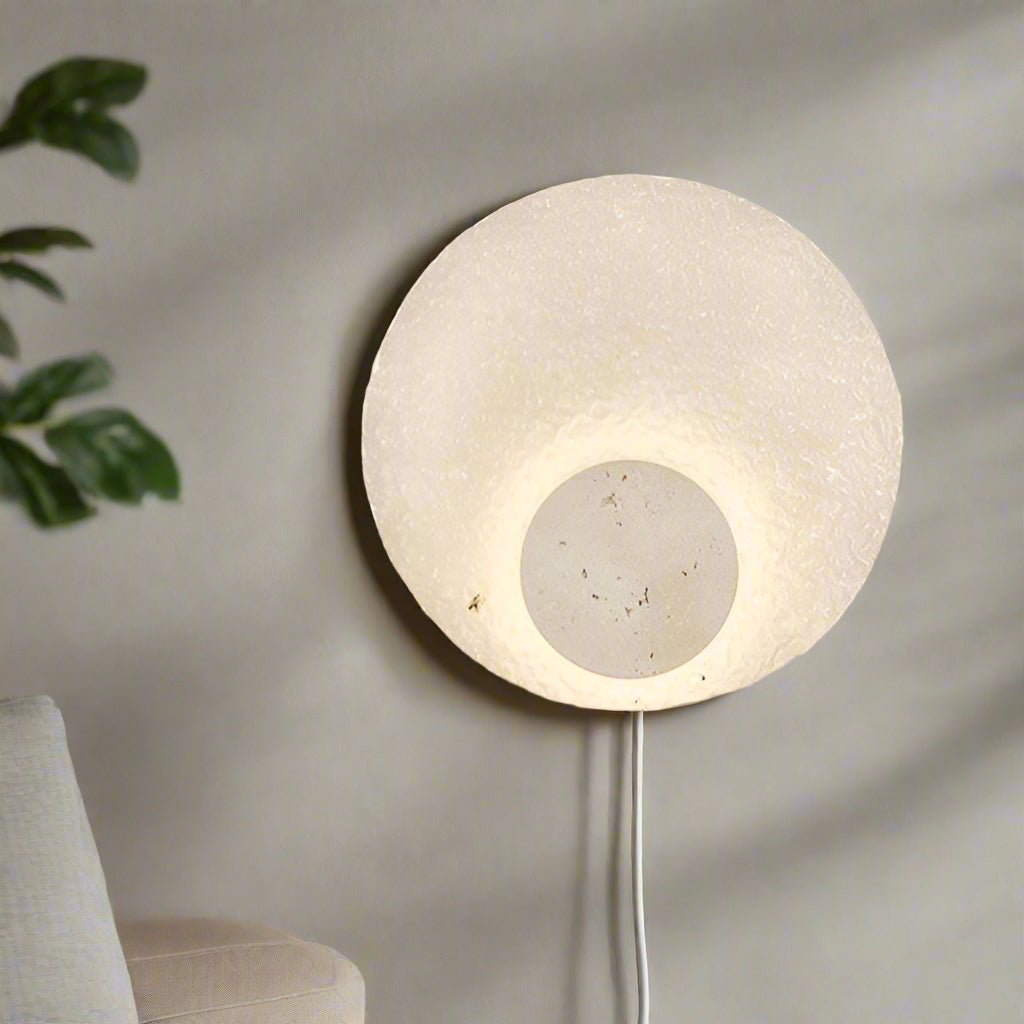 Moderne Travertin Acryl runde LED-Wandleuchte 1-flammig