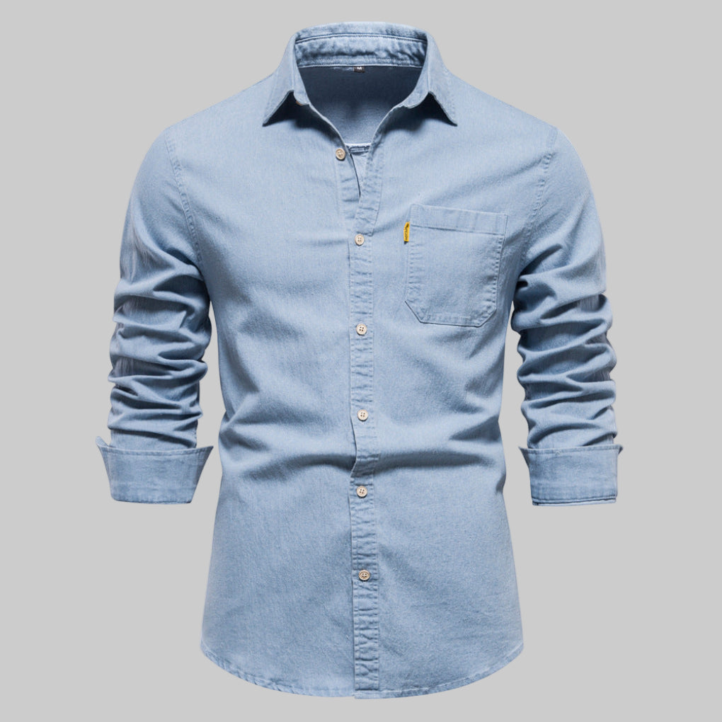 Camicia da uomo a maniche lunghe in tela di jeans