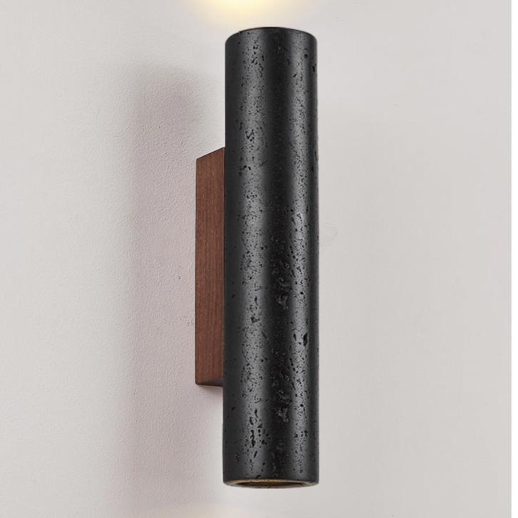 Applique da parete moderno minimalista in tubo di travertino nero LED 1 luce