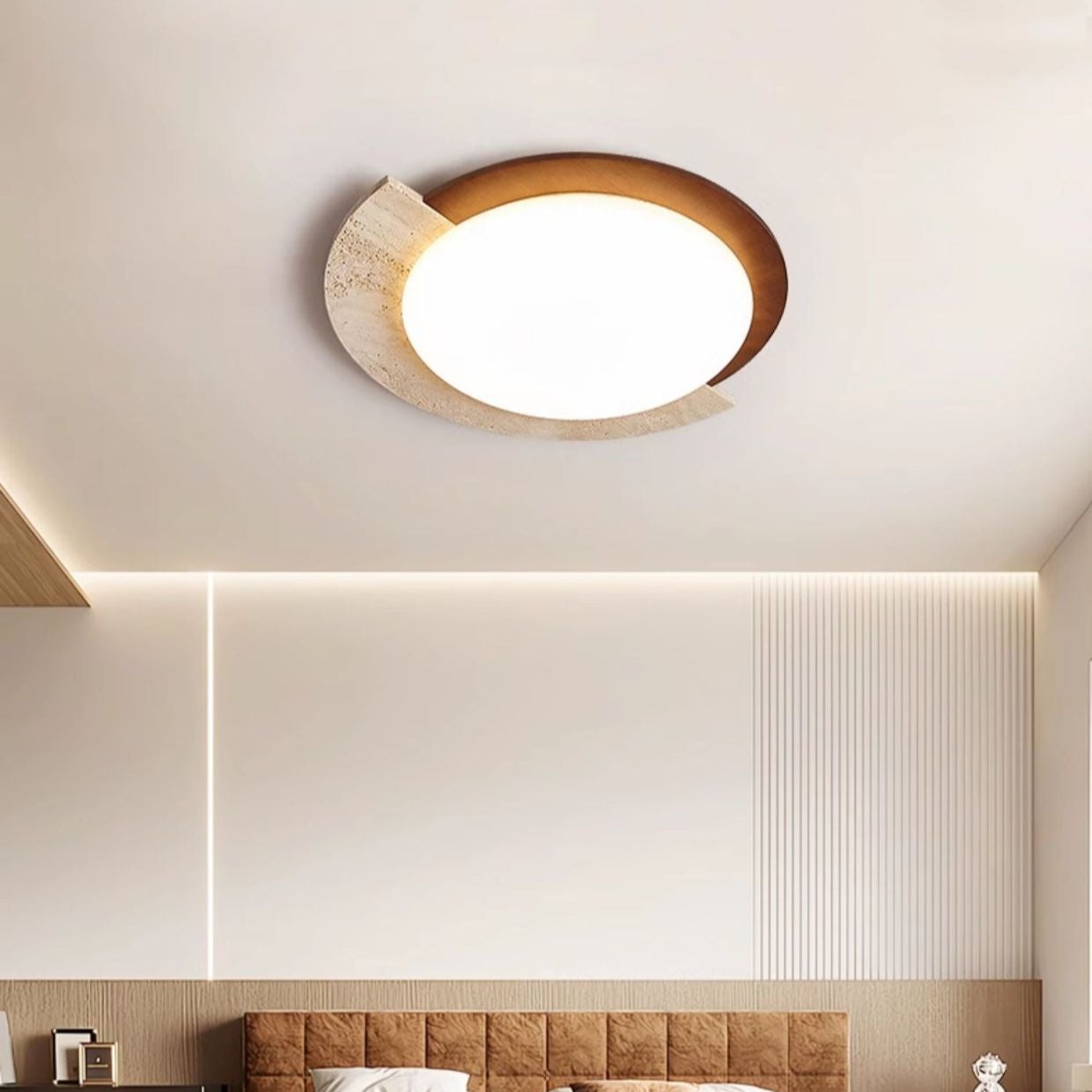 Retro Travertin geometrische LED-Deckenleuchte 1-flammig