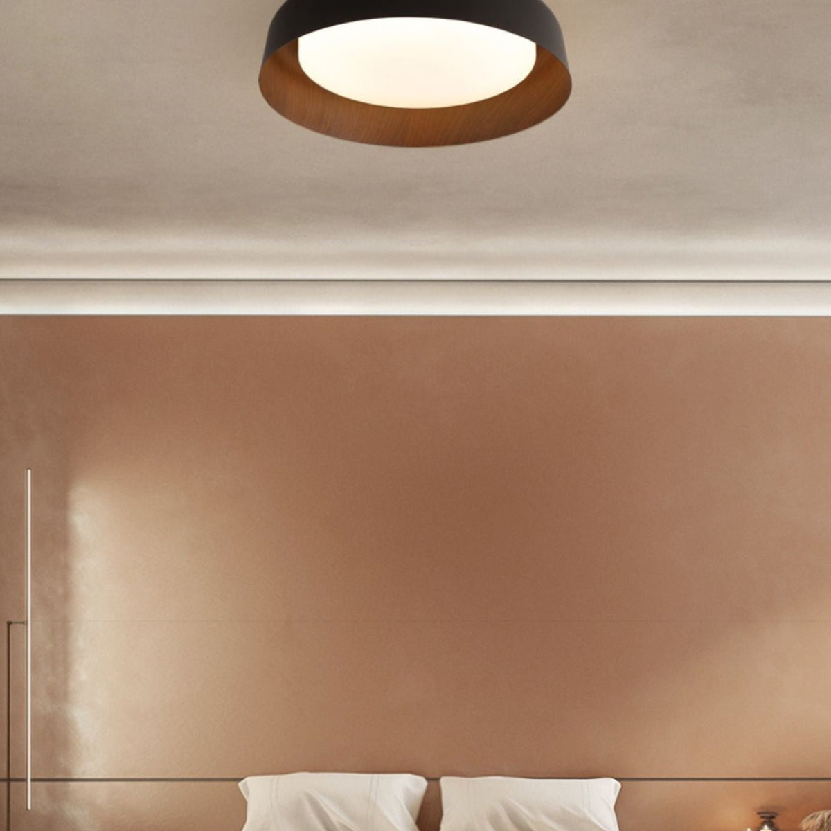 Lámpara de techo LED redonda con vetas de madera Wabi-Sabi de 1 luz