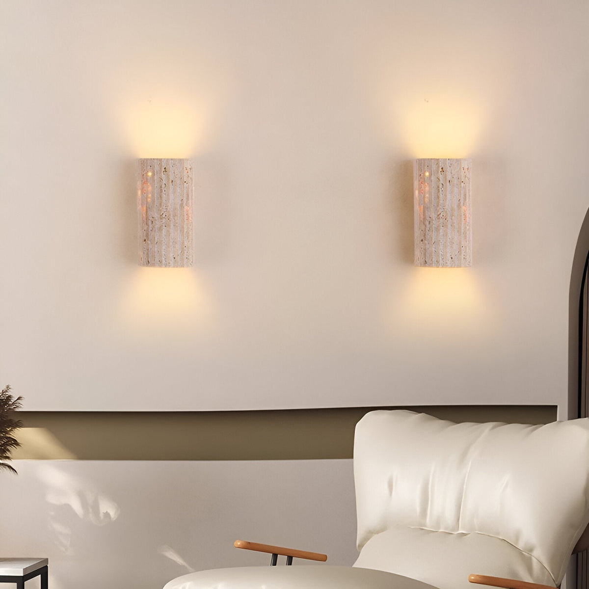 Luz de pared exterior cilíndrica moderna de piedra travertino LED de 1 luz