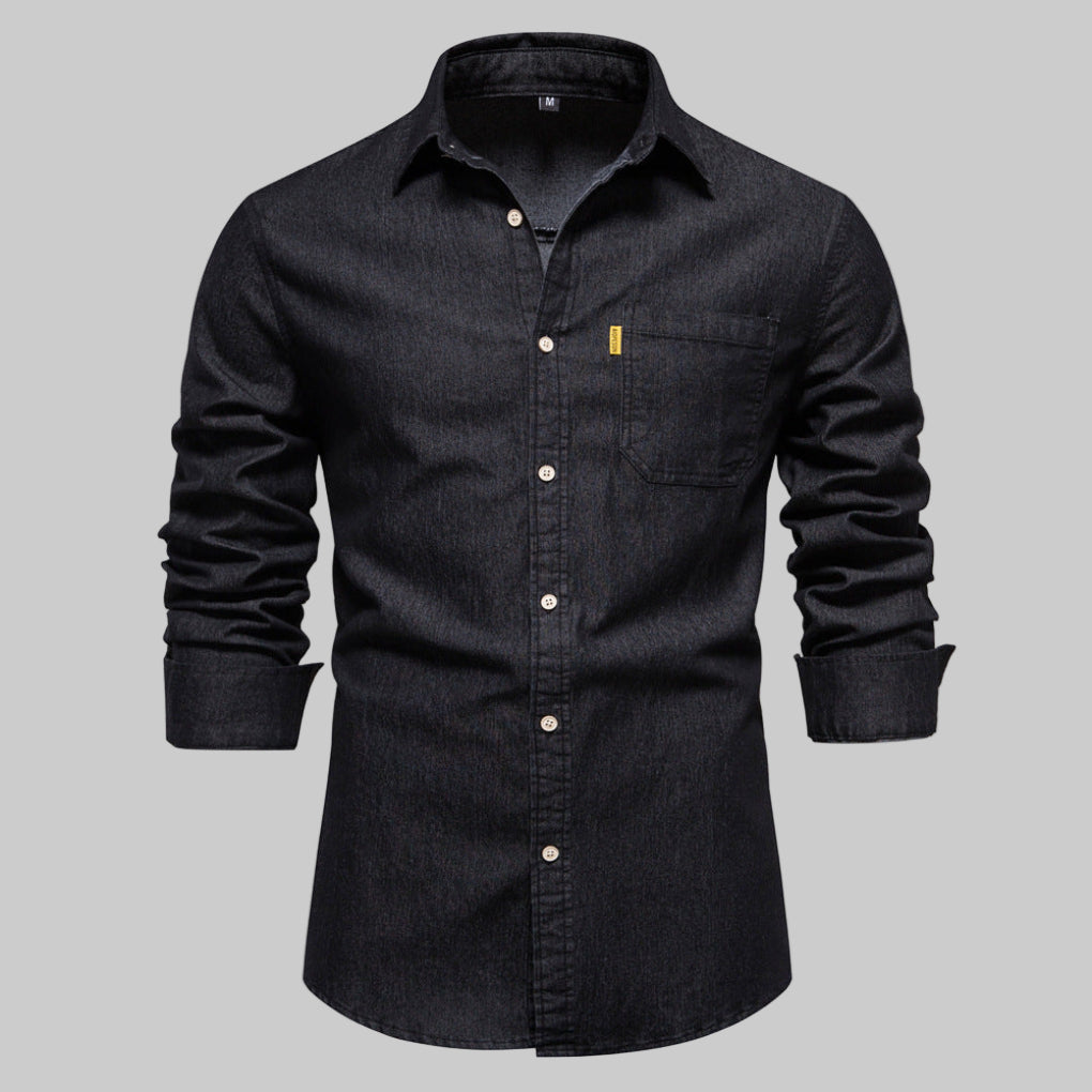 Camicia da uomo a maniche lunghe in tela di jeans
