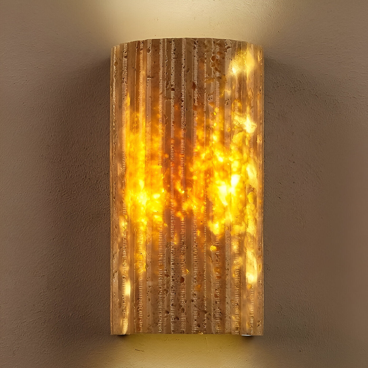 Luz de pared exterior cilíndrica moderna de piedra travertino LED de 1 luz